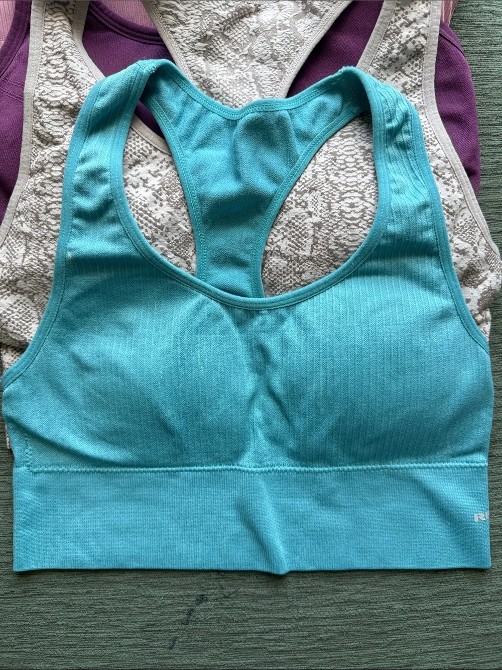 Mixed Color Racerback Sports Bra Bundle — Pink, Teal, Plum, Black - Picture 4 of 9